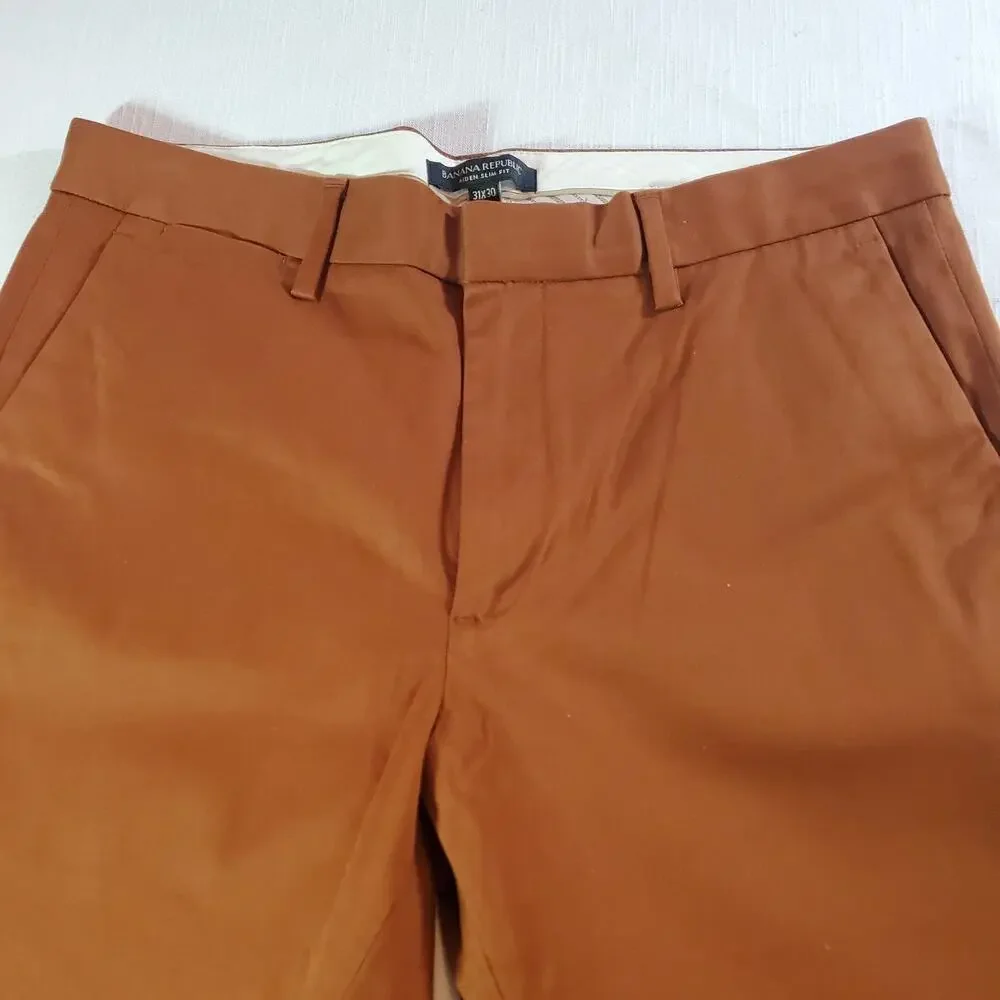 Banana Republic Mens Pants Size 31X30 Brown Chino Trousers Straight Fit NWT NEW